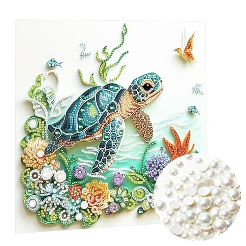 EGUARTE Sea Turtle Animal Diamond Pearl Painting Kit for Adults,5D Special Shape Diamond Art Kits for Beginner,DIY Diamond Crystal Rhinestones Painting Kits for Home Wall Decor Gift 11.8 X 11.8inch by EGUARTE - Used condition - US$14.27