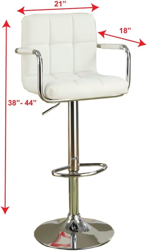 Poundex 2 Piece PU Tufted L Shape Barstool Set, White