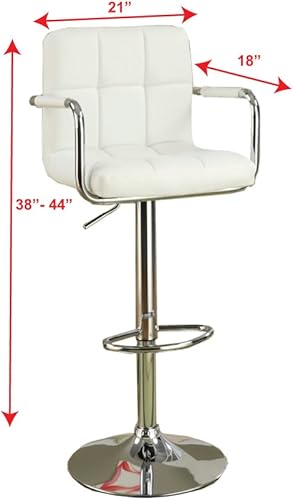 Miniatura 3 de Poundex Juego de taburetes de bar en forma de L, 2 piezas, color blanco