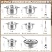 Colourcoco Edelstahl Topfset Induktion - 15-teiliges Antihaft Pfannenset, 1 Bratpfanne 5 Töpfe 6 Deckel 3 Utensilien, mit Kühlen Griffen, Induktions- & ofenfest, Silber