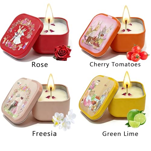 Geschenke für frauen Duftkerze Set,4 Duftkerzen,Raumduftkerzen aus natürlichem sojawachs, ideal als geschenk für frauen, mama, freundin, Valentinstag oder Muttertag