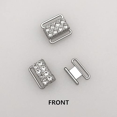 Miniatura 3 de VEVESI 10 Sets12mm Metal Bra Rhinestone Front Clasp Bikini Cierre Lencería Costura Reemplazo Parte, plateado