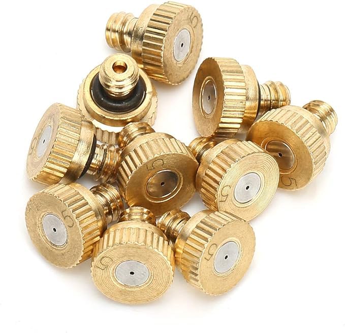 LYHJN 10pcs Male Thread Brass Spray Nozzles Low Pressure Atomizers Micro Mist Sprinklers Sprinkler Nozzle Tap Water Atomizing Sprayer Outdoor Cooling Agriculture Irrigation Spraying yellow 0.5mm