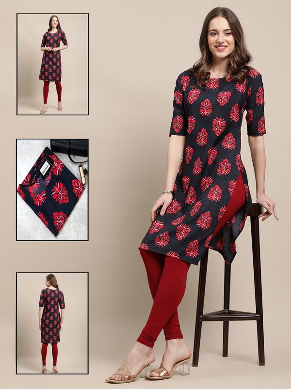 Pinkmint Printed Kurti For Women's Ll Straight Kurtis For Women's Ll Stylished Kurti (Pack Of 6)