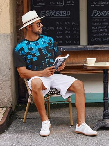 Mens Abstract Graphic Crew Neck T Shirt Casual Short Sleeve Vintage T Shirt3