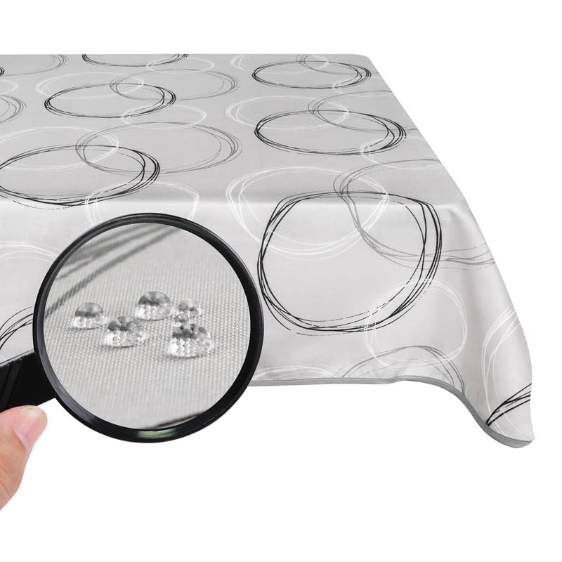 Valia Home Tischdecke mit Teflonbeschichtung für Innen- & Außenbereich Wasser- & Schmutzabweisend Dank verlässlichem Lotuseffekt - grau 140 x 260 cm