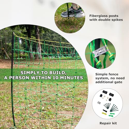 Electric Fence Netting, 47.2" H x 164' L, Portable Double Pointed Sheep Netting Fence for Hog, Dogs, Deer, Goats, Used in Backyards, Farms and Ranches by M MINGYA - Image 3