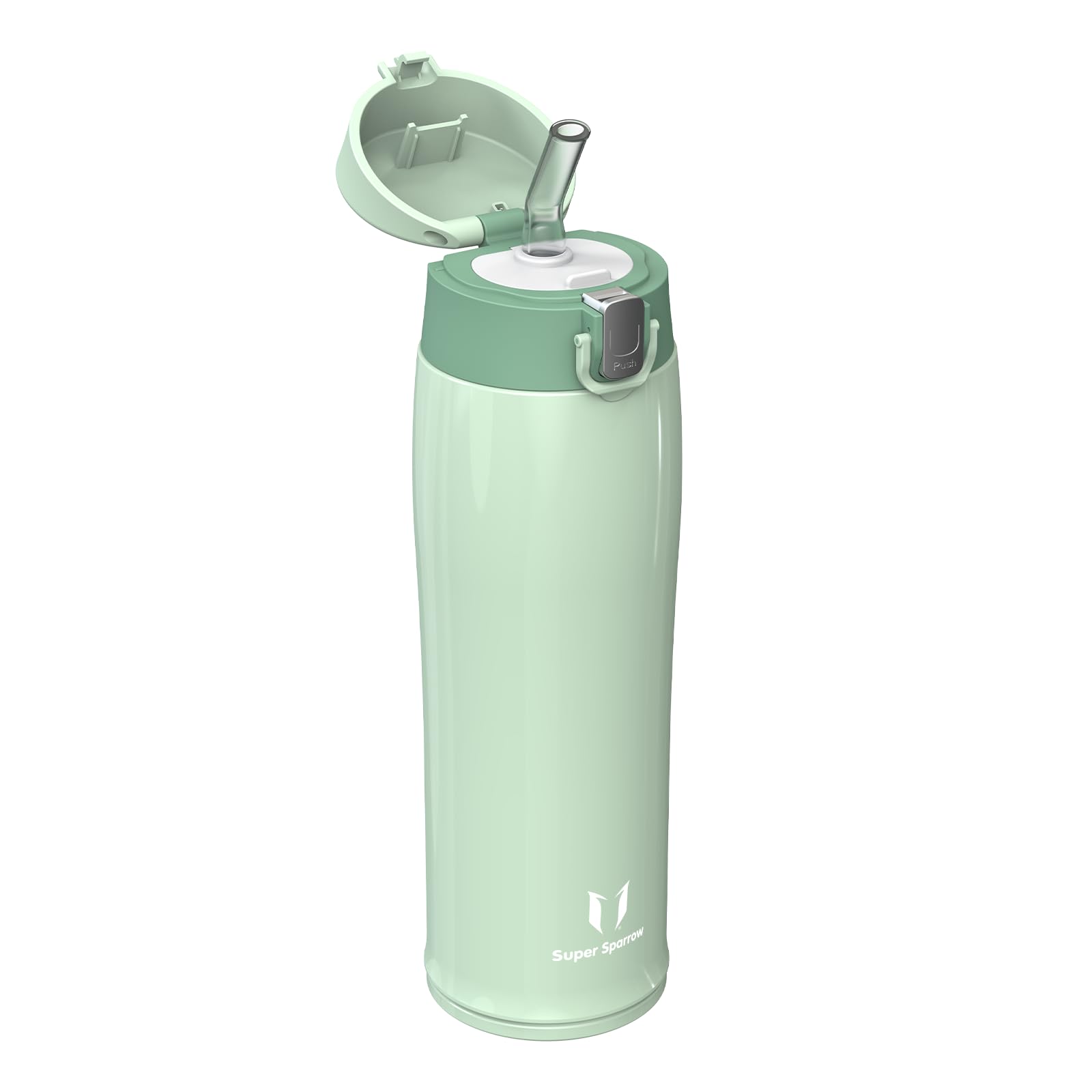 Super Sparrow Borraccia Termica Cannuccia, Borraccia in Acciaio Inox - 350ml, 500ml, 750ml - Senza BPA Tazza Borracce Termiche, Bottiglia Termica per Bambini, Scuola, Sportiva
