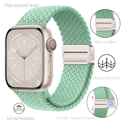 Wyy-Peace 2PCS loop magnetic nylon elasticity braided buckle straps compatible with apple watch straps 40/41/38/42/44/45/49mm for Women Men Stretchy Strap Elastic Sport Band for iWatch SE - Image 3