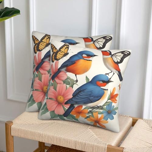 Housse de coussin papillons et oiseaux décoration colorée de maison - 7