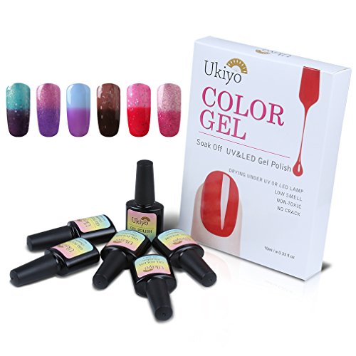 Ukiyo 6PCS Soak Off kit smalto semipermanente 8ml Variazione di temperatura di colore UV LED Smalto semipermanente unghie in Gel gel polish Nail Art set