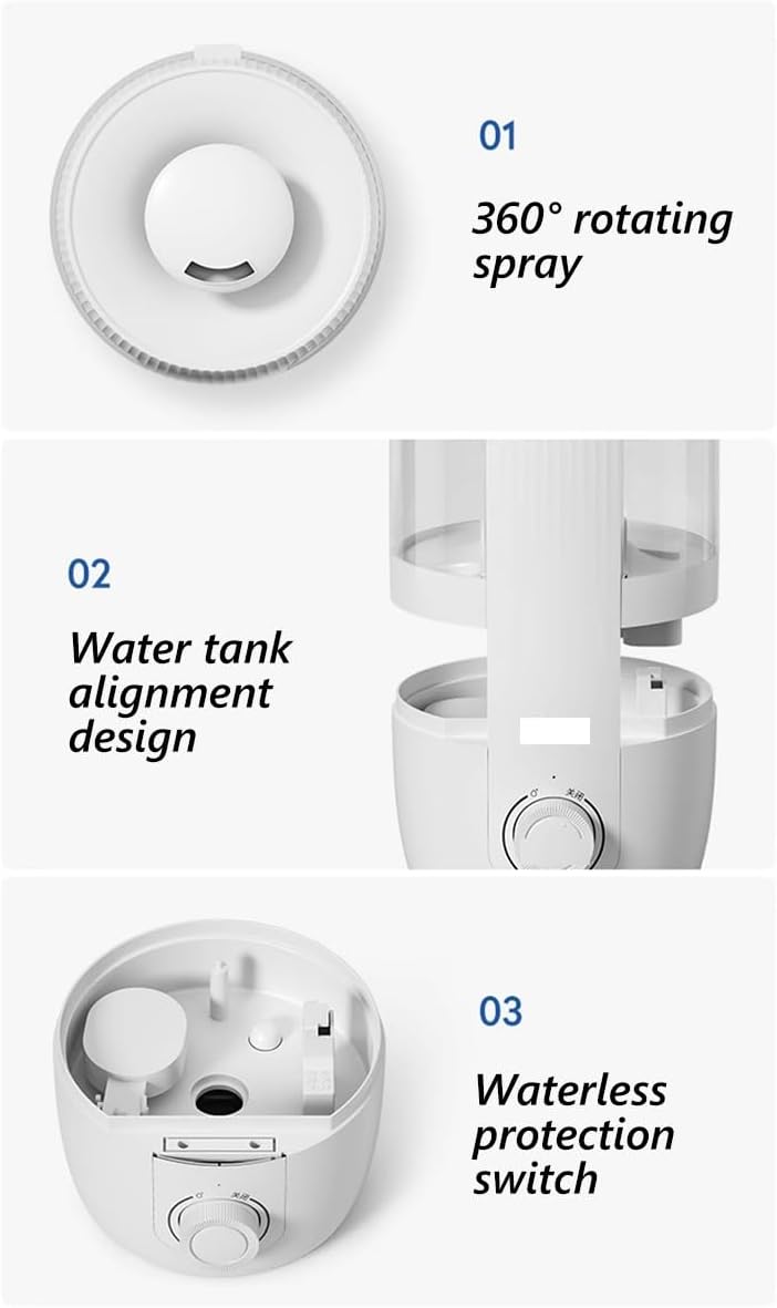 LEIYTFE 3.5L Air Humidifier for Home Office,Top-Fill Cool Mist Humidifier Clean Air,Personal Desk Humidifier, Adjustable Spray Volume,Auto Shut Off