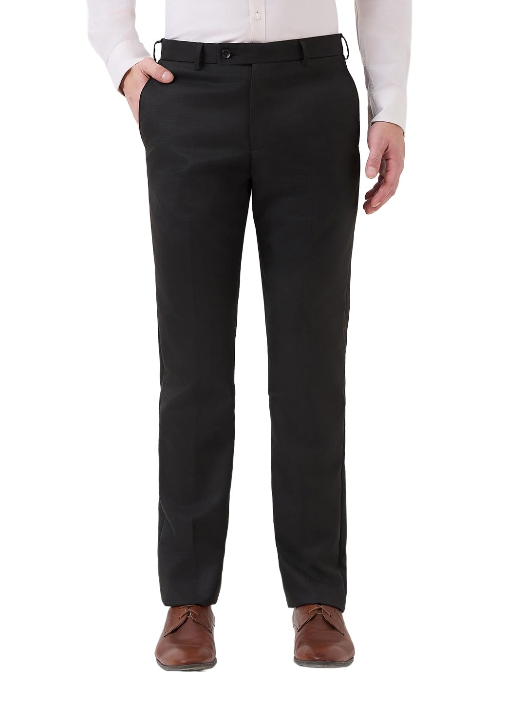 park avenue Men Regular Fit Solid Pattern Polyester Blend Flat Front Formal Trouser-picture-10