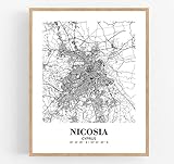 Eleville 11X14 Unframed Nicosia Cyprus City View Abstract Road Modern Map Art Print Poster Wall Office Home Decor Minimalist Line Art Hometown Housewarming wgn805