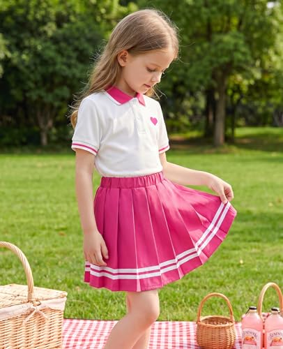 Move Dance Little Girls Dress Size 5-6 Hot Pink Polo Skirt Set with Shorts - image 3