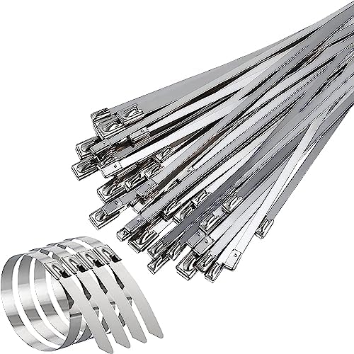 Lot De 100 Attaches Zippées Métalliques En Acier Inoxydable 304 - 11,8 Pouces, Autobloquantes