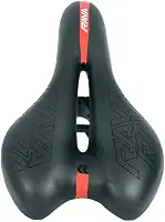 TSW Banco Selim Bicicleta Gel Vazado 270x150mm Unissex Bike Mtb Gravel Speed Ceres Rava Preto com Vermelho