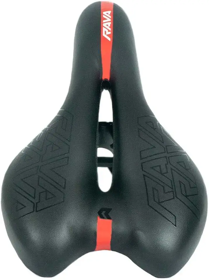 TSW Banco Selim Bicicleta Gel Vazado 270x150mm Unissex Bike Mtb Gravel Speed Ceres Rava Preto com Vermelho