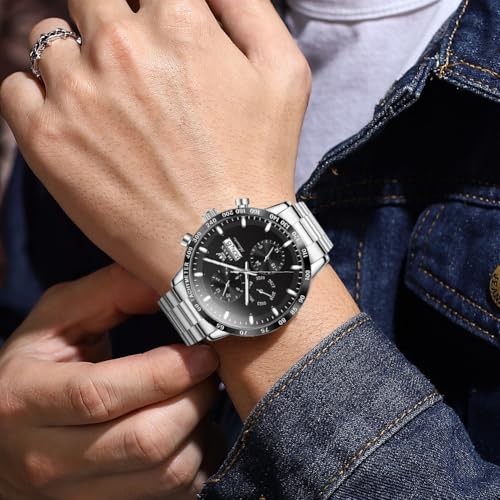 Image of OLEVS Automatic Watches for Men Business Dress Mechanical Watch Stainless Steel Waterproof Self Winding Classic Date Luxury Diamond Skeleton Men Wristwatch