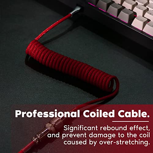 Image of EPOMAKER Mix 1.8m Coiled Type-C to USB A TPU Mechanical Keyboard Space Cable with Detachable Aviator Connector for Gaming Keyboard and Cellphone (Red)