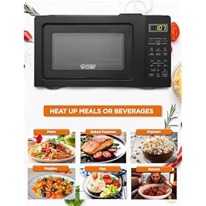 Commercial chef 07 cubic foot microwave with 10 power levels small microwave with pull handle 700w countertop microwave up to 99 minute timer and digital display black  urban country home decor