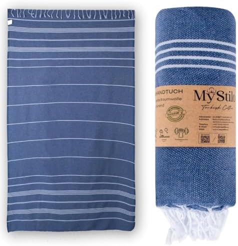 MyStilo® XXL Saunahandtuch Hamamtuch - Großes, Weiches Badetuch 100x200cm, Schnelltrocknend - Premium Strandtuch, Beach Towel, Handtuch für Männer, Frauen, Yoga und Fitness (Navy)