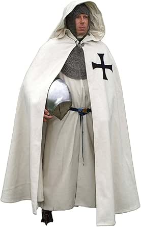 Amazon.com: Medieval Knight Crusader Cloak And Teutonic Cape With Hood ...