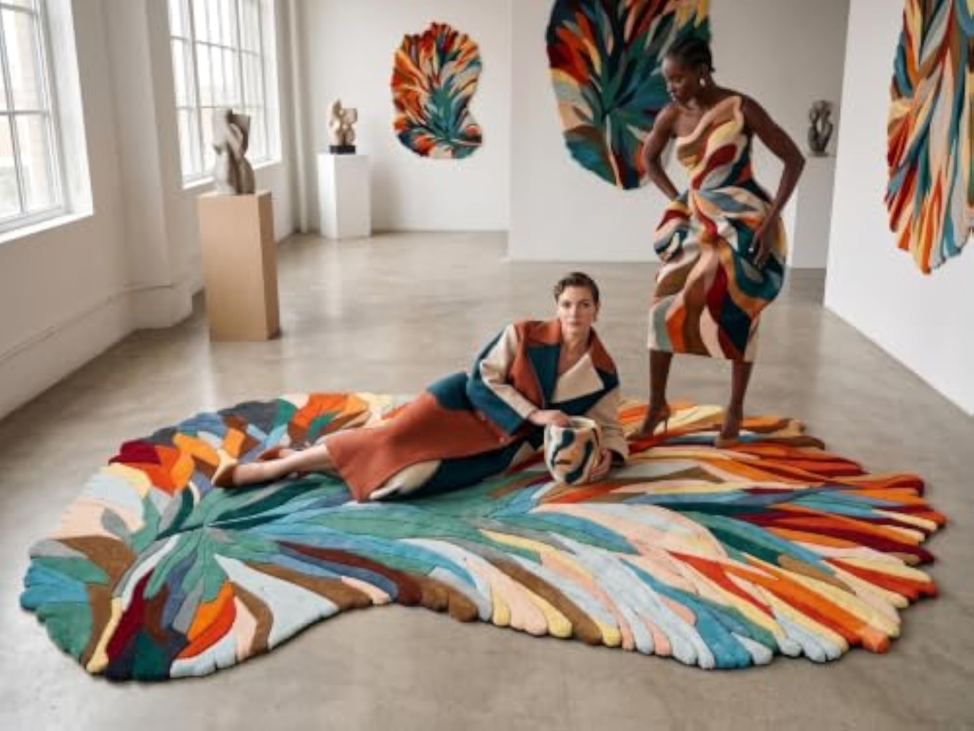 Irregular Shape Hand Tufted Area Rug, Handmade Wool Rug