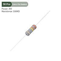 Vista 2 de YOKIVE 50 resistencias de película de carbono, 2 W, 330 K ohmios, 5 % de tolerancias, buenas para proyectos electrónicos de bricolaje