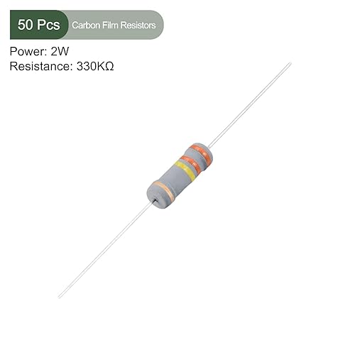Miniatura 2 de YOKIVE 50 resistencias de película de carbono, 2 W, 330 K ohmios, 5 % de tolerancias, buenas para proyectos electrónicos de bricolaje (banda de 4