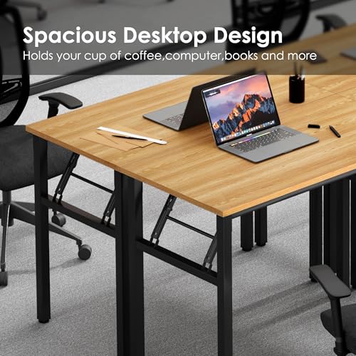 Image of Need Office Computer Desk 35.8 Inch Sturdy Folding Laptop Table Teak
