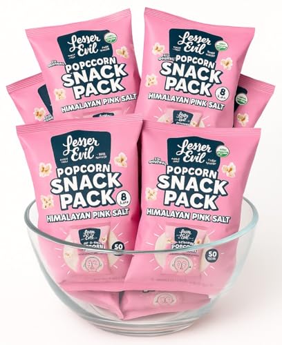 Lesser Organic Popcorn Snack Pack – 16ct, Himalayan Pink Salt, 1 oz Bags – Vegan Popcorn, Gluten-Free, Healthy Low Calorie, Movie Night Snack, Clean Food Party Favors Individual Bags - Thumbnail 3