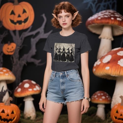 Qskall Halloween T Shirts for Women Vintage Witches Shirt Retro Halloween Girls Witch Tee Top - Image 5