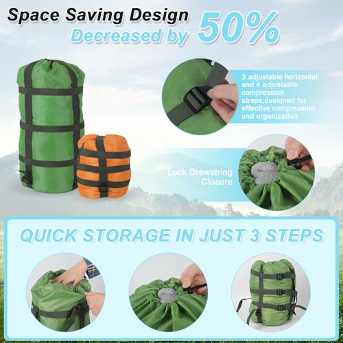 Compression Sacks Ultralight Sleeping Bag Stuff Sack Nylon Compression Stuff Sacks Water Resistant Compression Bag for Backpacking Camping Space Saving Hiking Outdoor (6 Pack, 6L/15L/18L/30L/45L/52L)