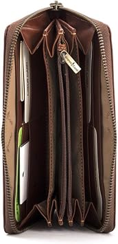 Gianni Conti Women's Italian Leather Zip Around Purse – Large Wallet with Card Slots, Coin Zip & Multiple Compartments – Tan