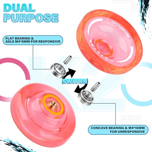Image of MAGICYOYO K2 Plus Professional Crystal Yoyo for Kids /Adults, Responsive /Beginners Yoyo with 6 Strings & Bearing Remover (Crystal Orange) | Responsive Yo-yo for Beginner, Replacement Unresponsive Bearing with 6 Yo yo Strings+Bearing Remover (Crystal Orange)