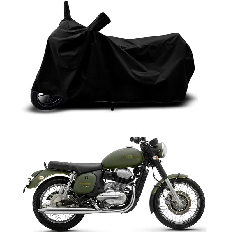 Image of 100% Scratchproof /UV-Rays /Heat Protection /Birds Dropping /Water Resistant /Dust Proof /Waterproof /Bike Scooty Two Wheeler Body Cover Compatible for Jawa Forty Two Galactic All Varient[Black]