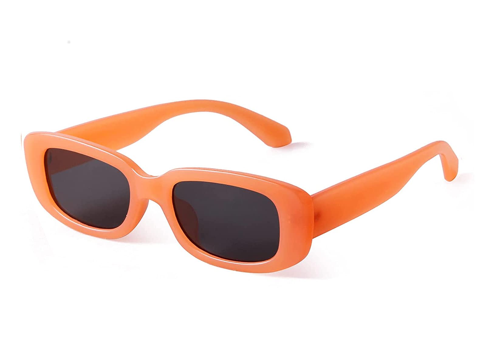 ELEGANTE Rectanglular Sunglasses For Women Retro Driving Sunlgasses Vintage Fashion Narrow Square Frame Uv400 Protection (Orange, Uv Protected)