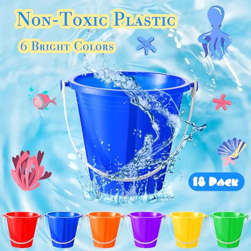 Sratte 24 Sets 4.7" Sand Buckets and Shovels Bulk Summer Beach Bucket Pack Plastic Beach Pails Sand Toys for Summer Pool Party Favors by Sratte - Image 2