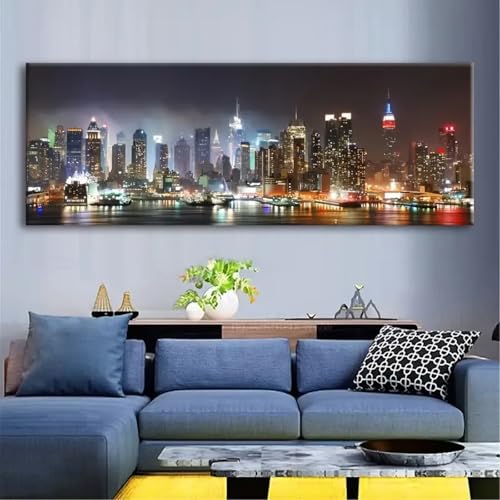 Impression d'art nocturne sur toile panoramique premium