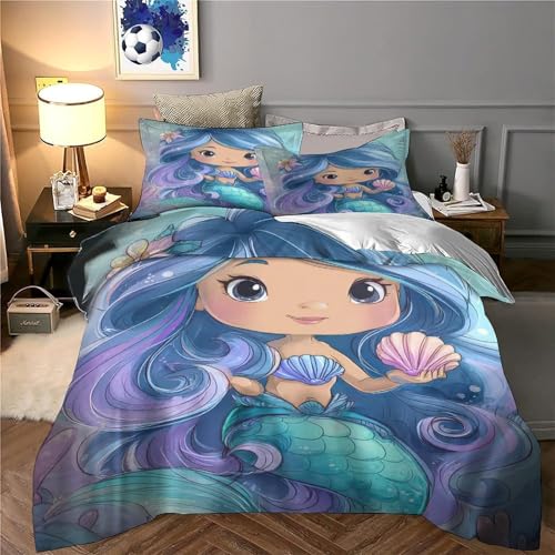 Housse de couette sirène résistante et douce pour lit 135x200