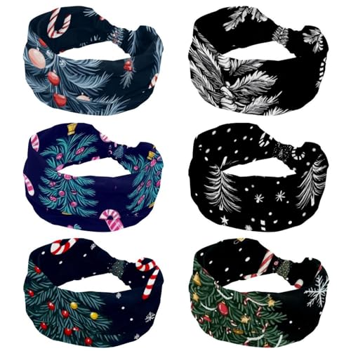 Bandeaux de Noël pour femme : lot de 6 accessoires cheveux aux motifs sapin et sucre d'orge