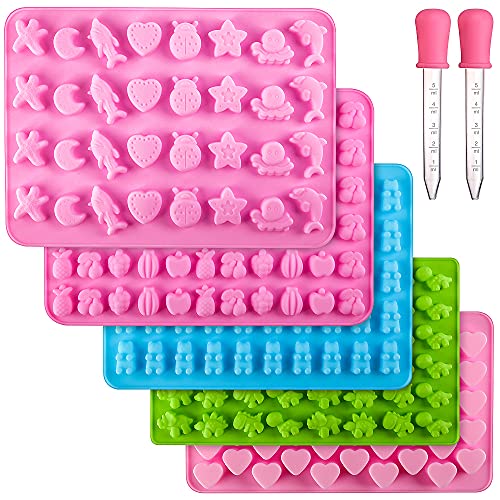 Stampi In Silicone Per Caramelle, 5 Pcs Mini Stampi Cioccolatini, Stampini Per Caramelle Gommose, Contiene Cuori, Frutta, Animale, Botanica, Per Fare 