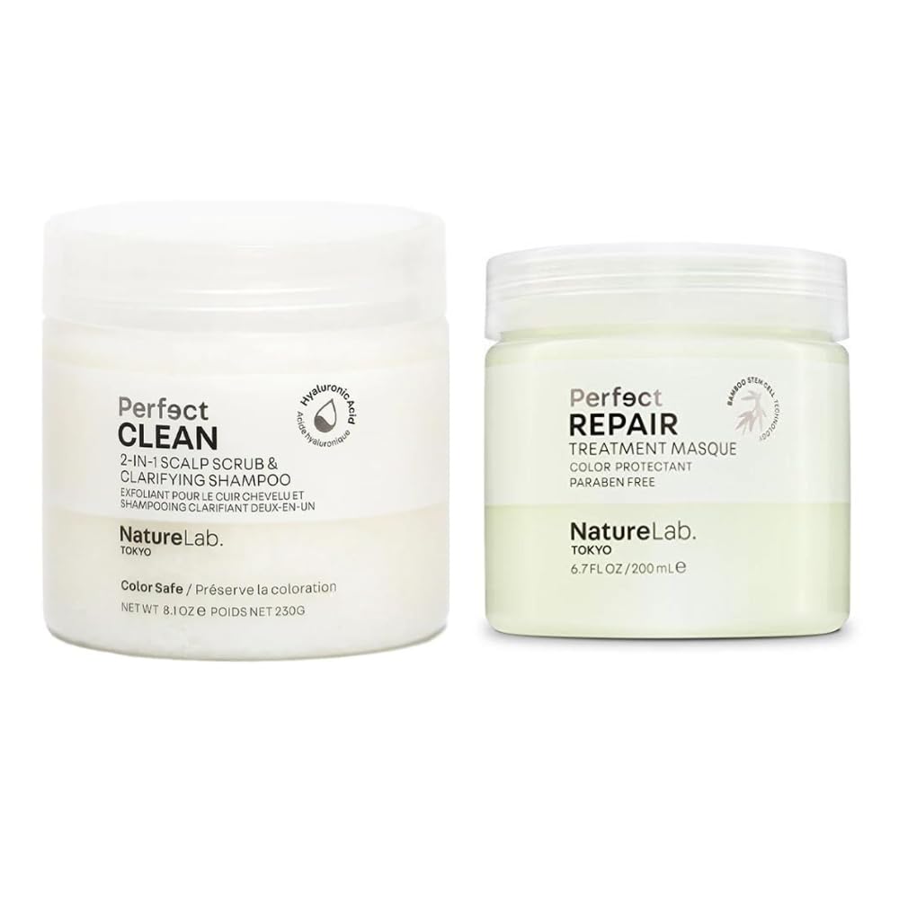 NatureLab.TOKYO Perfect Clean & Repair Treatment Duo: Perfect Clean 2-in1 Clarifying Scalp Scrub and Shampoo 8.1 oz & Perfect Repair Treatment Masque 6.7 oz