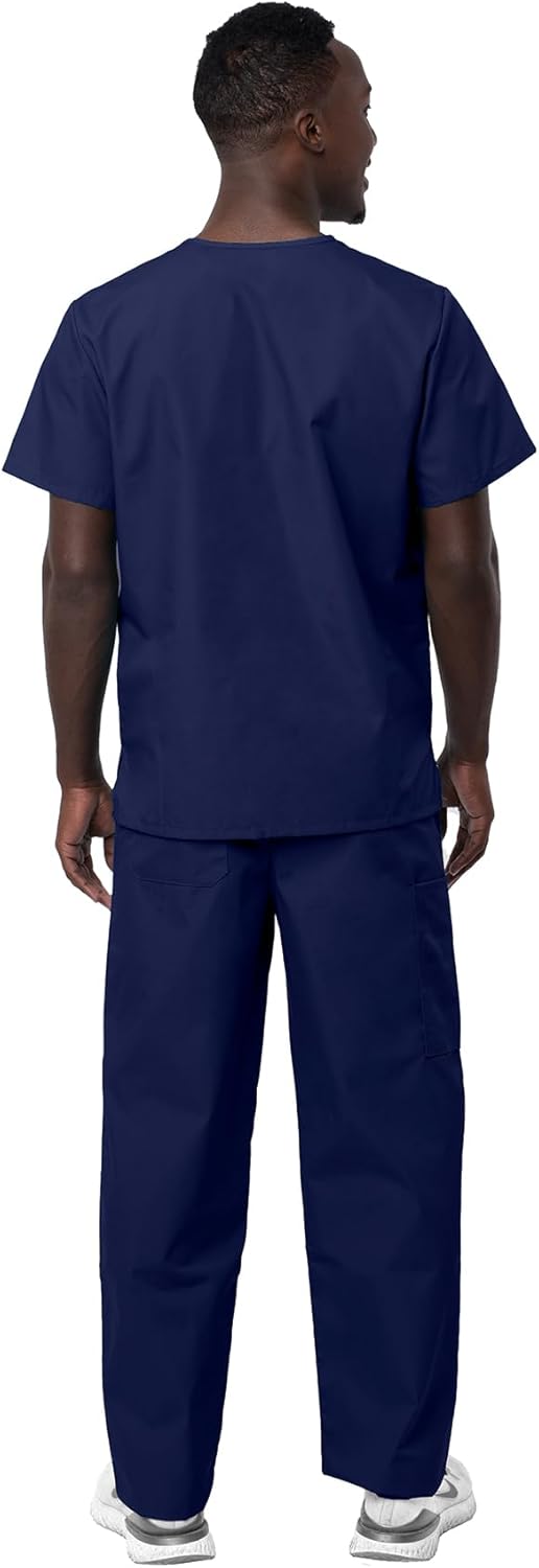 Sivvan Durable Unisex Scrubs Set - Classic V-Neck Scrub Top & Drawstring Scrub Pants for Men & Women, 5 Pockets - Image 2