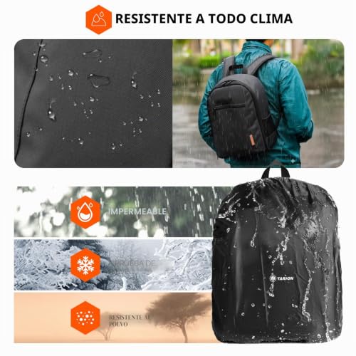 Miniatura 6 de Tarion Tb-M Bolsa Para Cámara Dslr Mochila Para Cámara Con Cubierta Impermeable Para La Lluvia Compartimiento Para Computadora Portátil Fotografía Mochila Estuche Para Mujeres Hombres Fotógrafos Negro