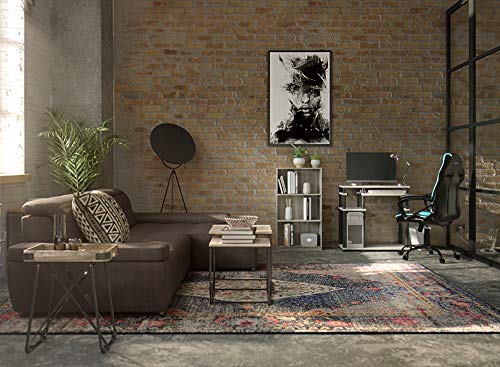 Furinno Abbott Computer Desk With Bookshelf, French Oak Grey/Black #TOP1