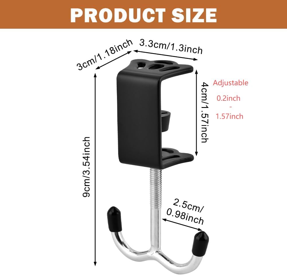 3 Pack Adjustable Desk Hook, Under Desk Handbag Hanger Purse Hook