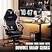 Dowinx Fabric Gaming Chair, Ergonomic Computer Chair with Footrest and Pocket Spring Cushion, Height Adjustable Video Gamer Chair with Lumbar Support for Adults, Black