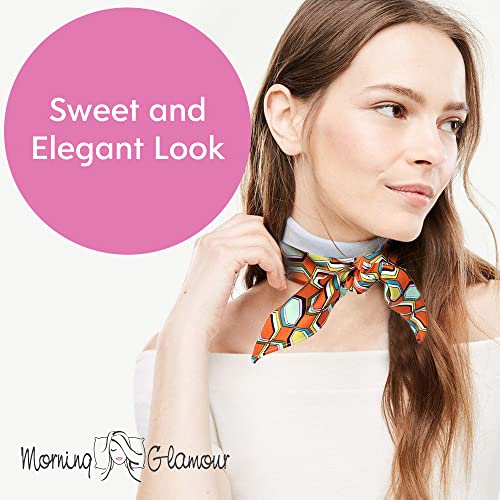 Morning Glamour -Satin Multi-Use Scarf, Orange Print, 30 x 30 Inches4